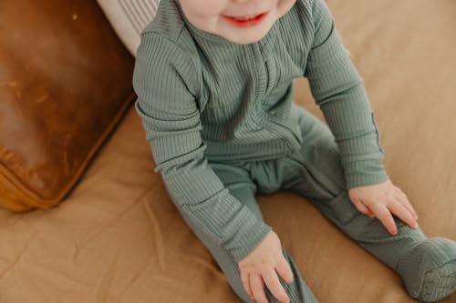 Image of Copper Pearl Baby Zip-Up Footie Pajamas - Soft Stretchy Sleep and Play Footies for Boys and Girls