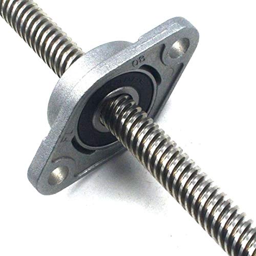 Lysee 3D Printer Parts & Accessories - 1Set 200mm Length 8mm Dia Silver Vertical 2mm Lead Screw Rod & Pillow Block Mounted Bearing T8 Lead Screw Kit for 3D Printer - (Color: as pic)