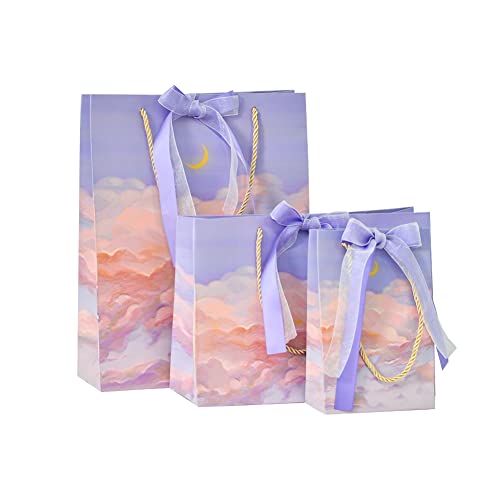 EROSTIMO 手提げ ラッピング 袋 紙袋 ギフトバッグ ギフト包装 プレゼントラッピング包装 ギフト用手提げ 3枚セット おしゃれ クリスマス バレンタイン 母の日 父の日 (ピンク)