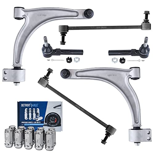Image of Detroit Axle - Front End Control Arms Kit for Chevrolet Malibu Pontiac G6 | Saturn Aura [11.8 inch Center to Center], Lower Control Arms + Ball Joint Outer Tie Rods Sway Bars Wheel Lug Nuts Replacement