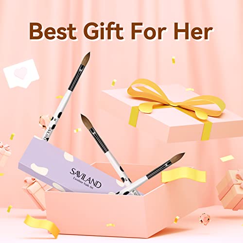 Saviland SA0399-CA 3Pcs Acrylic Nail Brush Set, Size 8/10/14 Kolinsky Acrylic Nail Brushes thumb #7