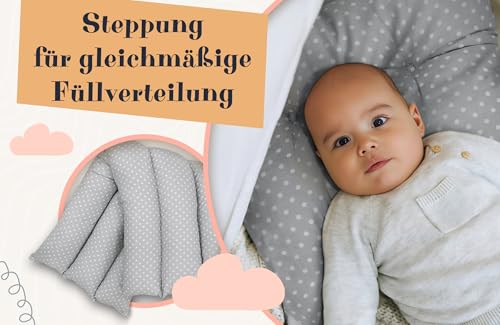 Matratze für Baby Wippe Federwiege - 30x80 cm Hängematte Babymatratze für Swing Wiege und Babyhängematte Kissen für Kinderwagen und Reisebett für Kinder Oeko-Tex 30 x 80 Tupfen