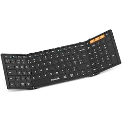 ProtoArc XK01 Foldable Bluetooth Keyboard with Number Pad, QWERTY UK | 105 Keys, 3 Bluetooth Devices, Rechargeable, for Windows, iOS, Android and Tablets