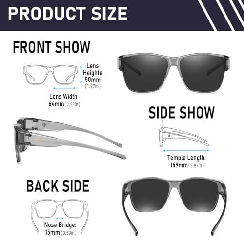 DUCO Trendy Polarized Fit Over Glasses Sunglasses for Men & Women Oversized Wrap Around Shades with UV400 Protection DC89902