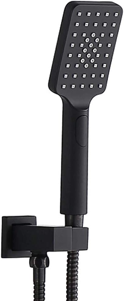 Shower Set in- Wall Shower Set Black with Pre- Box Hot and Cold Water Mixer Hotel Installation 2 Function Hand- held Shower System Square Top Spray Bathroom