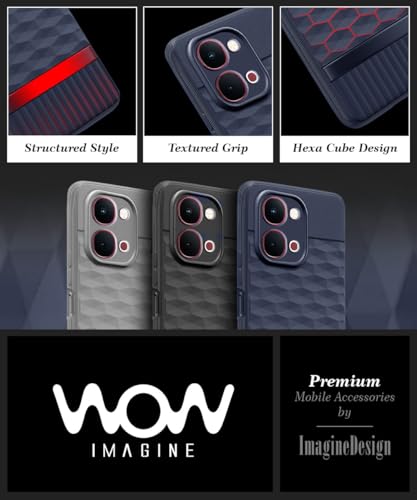 Image of WOW IMAGINE Back Cover for iQOO Z11x | Vivo T5x 5G with Hexa Cube Design | Ultra Slim Soft Rubberised Case | Inner Velvet Fabric | Flexible Mobile Case | Camera Protection - Blue