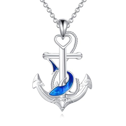 Collier ancre argent cadeau idéal pour homme et femme avec croix marin opale