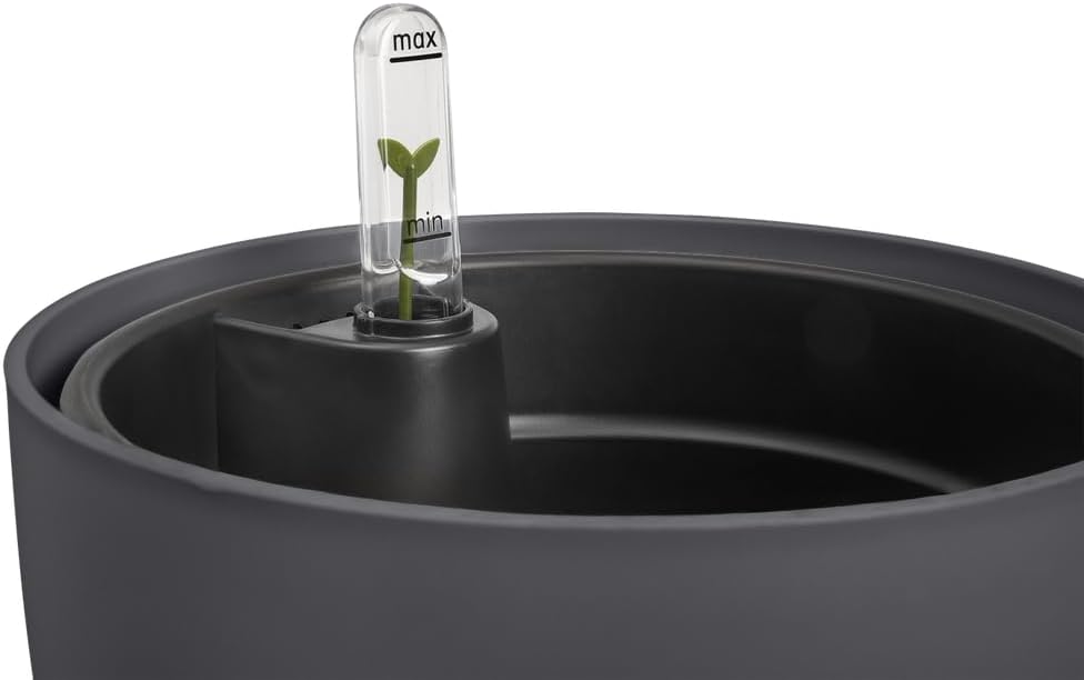 elho All-in-1 Brussel Round 18 + Swi 17 - Flower Pot for Indoor Use - 100% Recycled Plastic - Diameter 18 cm - Black/Anthracite