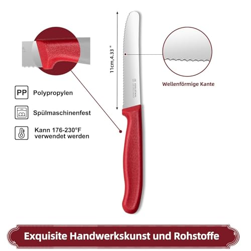 targzier Frühstücksmesser 12 Stück,Wellenschliff,Bunte Messer,Tomatenmesser – Ansicht 3