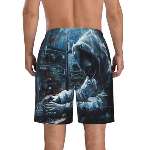 Hacker Attack Print Stylish Beach Shorts Swim Trunks Lightweight Breathable Summer Outdoor Activities3
