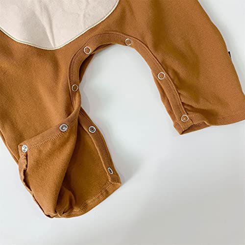 Guenzy Newborn Infant Baby Girls Boys Autumn Print Cotton Long Sleeve Hooded Romper Jumpsuit Sleepwear Boys 24 Months Clothes Brown #TOP6