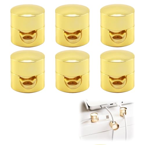 TELAIN Lot de 6 clips d'organisation de câbles magnétiques 2024 avec adhésif puissant, support de câble pour chargeur de téléphone portable, maison, bureau, voiture, bureau (doré)