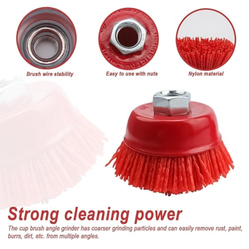 LERANXIN Topfbürste Winkelschleifer, 2 Stücke Nylonbürste Bohrmaschine, M14 Nylon Topfbürste, Schraubschüsseltyp Topfbürste, Nylonbürste Bohrmaschine für Farbentfernung, Schmutzreinigung
