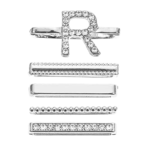 UKCOCO 5 Uds Banda de Metal Compatible Anillo Diamante Letra Manzana Mm Joyería Bling para Reemplazable con Bucles de Accesorios Decoraciones de Silicona Adorno Delicado Reloj