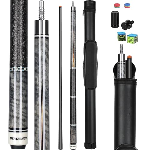 SYNCSHOT Carbon Fiber Pool Cue Stick 58' Professional Pool Sticks for Adults Full Carbon Technology Low Deflection Billiard Pool Table Cues with 12.5mm Tip