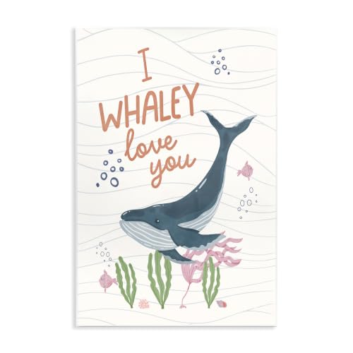 Image of Whaley Love You Quirky Ocean, 10 x 15 Inch Mounted Print on Wall Plaque