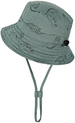 Baby Sun Hat for Boy Girl Toddler,Kids Summer UPF 50+ UV Protection Hat Wide Brim Beach Bucket Cap（2-4 Years,Green-Dinosaurs