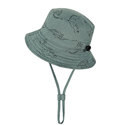 Baby Sun Hat For Boy Girl Toddler,Kids Summer Upf 50+ Uv Protection Hat Wide Brim Beach Bucket Cap（2-4 Years,Green-Dinosaurs #TOP3