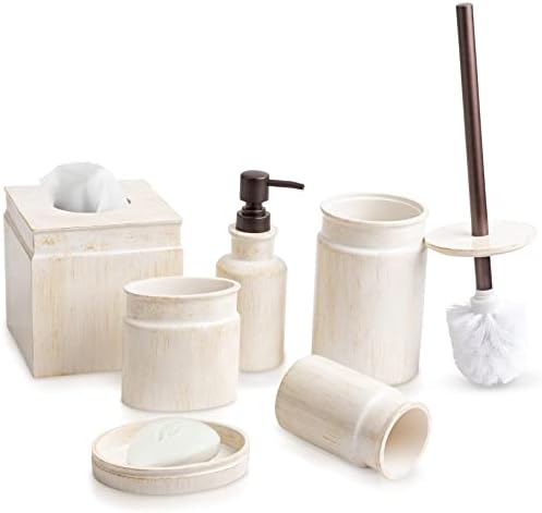 Amazon.com: Rustic Luxe Bathroom Accessories Set - 6 Piece Modern Rustic Bathroom Decor Set ...