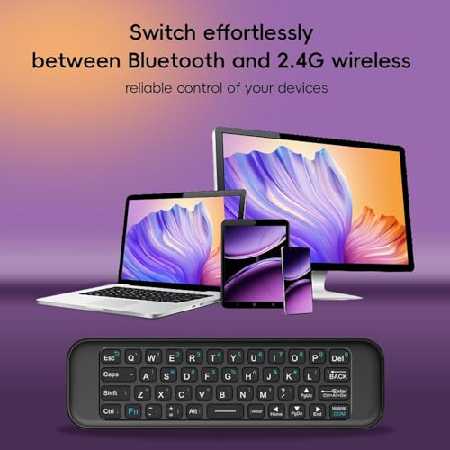Image of ETZIN Wireless Remote, Universal Remote Control, 2.4g Remote Control with Air Mouse, Mini Keyboard with 58 Keys, 34h Working Time, Type-C Rechargeable Remote, IR rem-ote, Voice Assistant EPL-1536WA