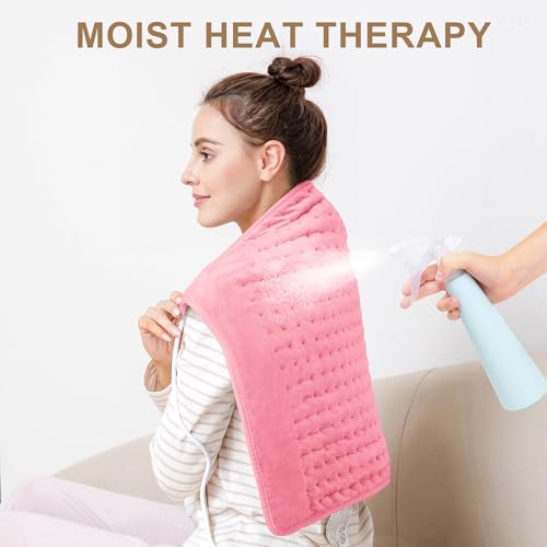 Image of Deepsoon Heating Pad,Electric Heating Pads for Back,Neck,Moist Heating Pad for Abdomen Shoulder Knee Legs,Dry /Moist Heat&Auto Shut Off,Mother's Day Birthday for Men and Women,BabyPink,24x20 Inch