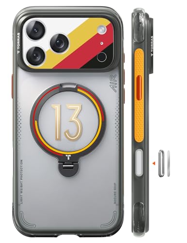 TORRAS Q3 Air 2026 Fußball Limitierte Auflage für iPhone 17 Pro hülle mit echtem Airbags Doppelter Schutz & 360 Magnetischer Robust Ständer Iron