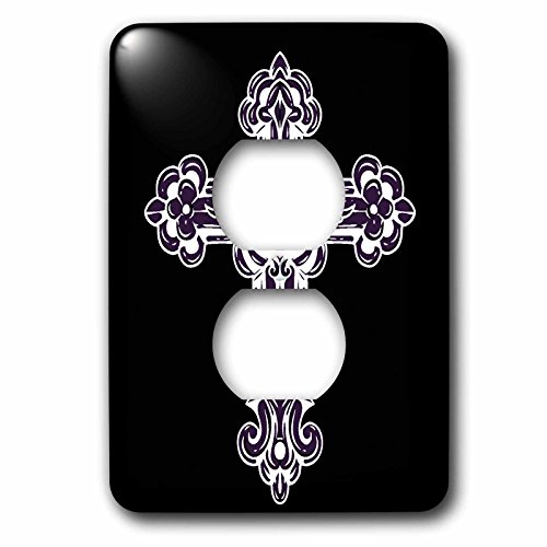Housse de prise déco croix violette 3dRose lsp_78345_6 plaque interrupteur - 3