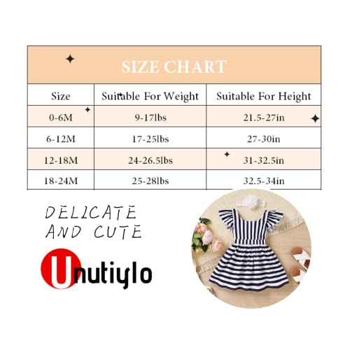 Baby Infant Girls Princess Party Dress Lace Tie Back Dress White Blue Striped Dress Baby Girls Spring Summer Outfits Ruffle Strap Holiday Casual Dress With Diaper Cover 0-6 Months Playwear Dresses #TOP5