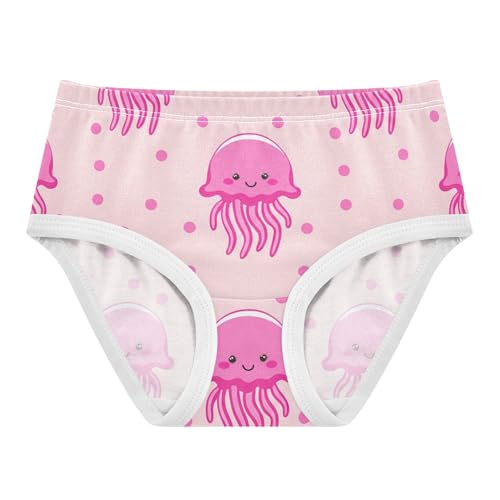 Cotton Toddler Underwear Floral Playful Cute Pink Jellyfish Pink Girl Panties Cute Colorful Kids Briefs Undies 2t