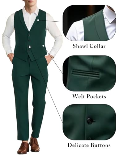 Mens Suits 2 Pieces Slim Fit Formal Suit Waistcoat Grooms Tuxedos for Business Wedding Prom Vest Pants Set2