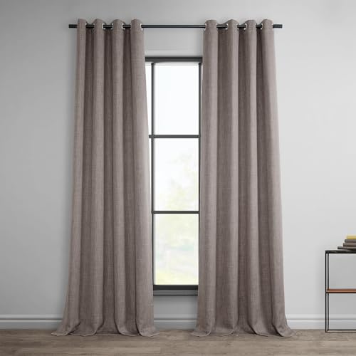 HPD Half Price Drapes Grommet Linen 120 Inches Long Darkening Curtains for Bedroom & Living Room (1 Panel), 50W x 120L, Mink
