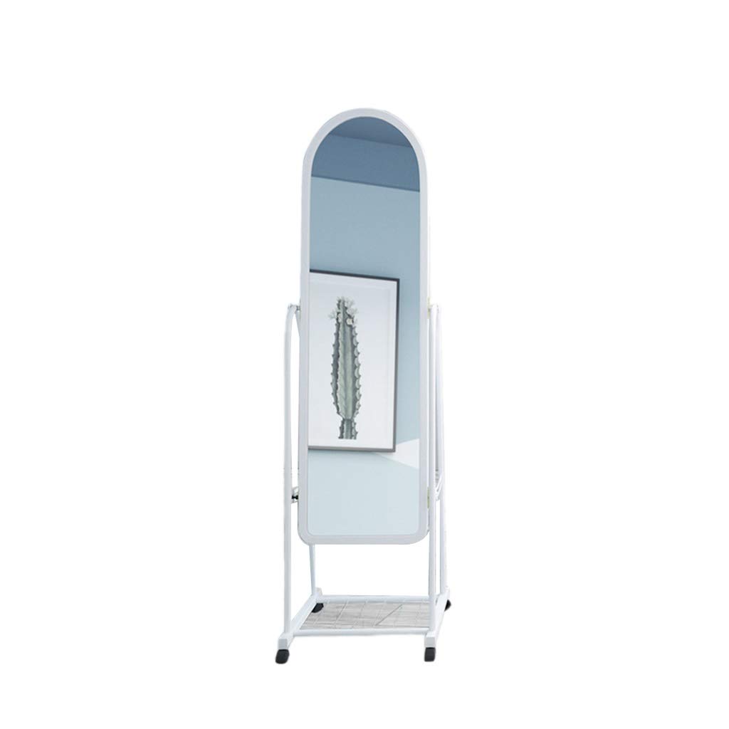 C-J-Xin Backstage Full-length Mirror, Clothing Store Locker Room Dressing Mirror Universal Wheel Adjustable Large Mirror Pink/white/black Makeup mirror (Color : White, Size : 31 * 150CM)