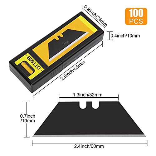 Cyeah 100 Pcs Utility Knife Blades, Thickened Sk2 High-Carbon Steel Cutter For Most Of Standard Utility Knives, Spare Utility Blades Refills Box Cutters Blades With Plastic Storage Case #TOP1