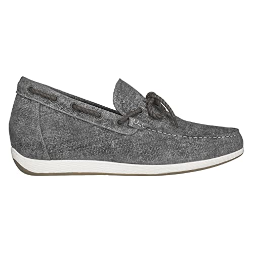 CALTO Men's Invisible Height Increasing Elevator Shoes - Grey Denim Slip-on Lightweight Casual Loafers - 2.4 Inches Taller - S1101 - Size 10 D(M) US2
