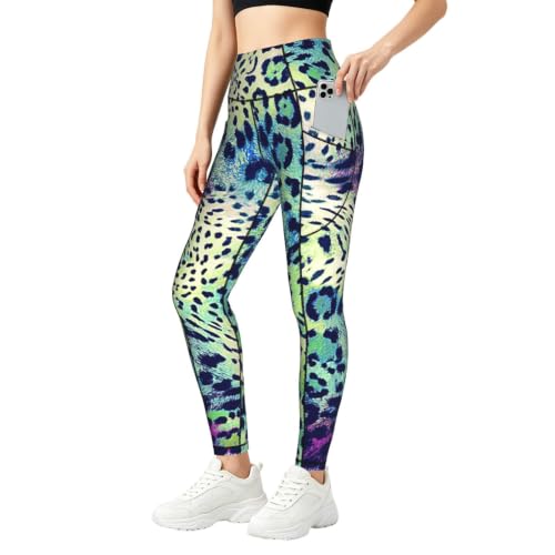 Pantalon de yoga ample léopard vert pour studio et maison