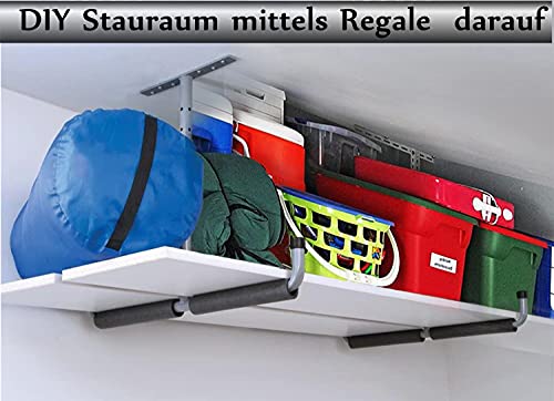 Garage Schwerlasthaken Gummiert Deckenmontag, 2er Set Autoreifen Deckenhaken Schwarz Stahl Doppelt Spitze 20cm, Deckenhalterung für Leiter und Sportgeräten wie Ski, Surfboard, Angelruten