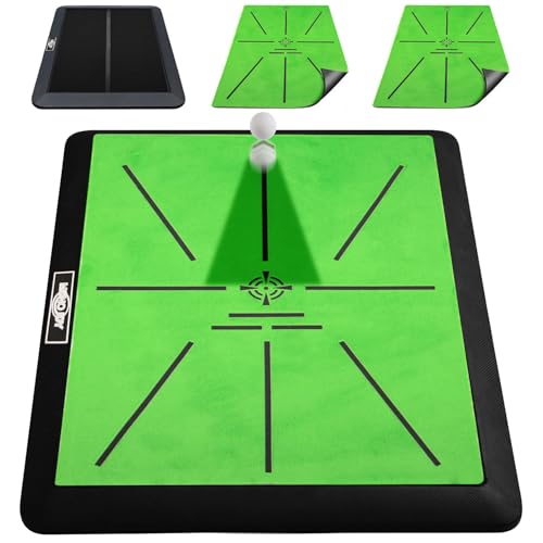 MONOJOY Golf Swing Turf Mat - Velvet Practice Mat with No-Slip Heavy Duty Rubber Base, Indoor Outdoor Golf Training Mat for Swing Path Feedback, Portable 16