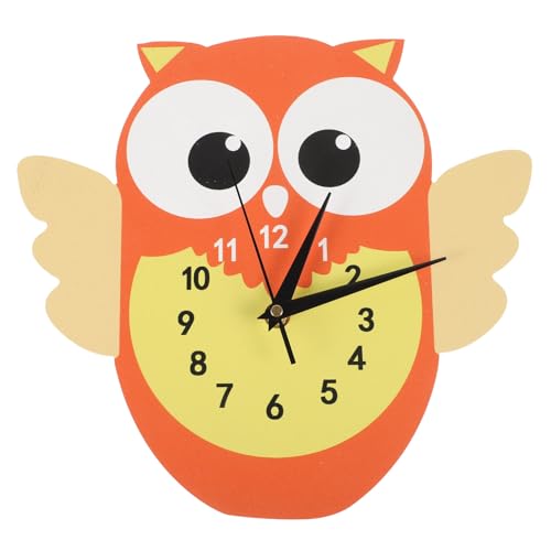 Lurrose Reloj de Pared Colgante de Búho de Dibujos Animados Silencioso para Habitación Infantil Decorativo sin Pilas Diseño Creativo y Moderno para Dormitorio y Sala
