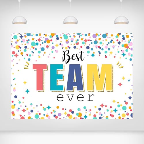 Printspree 5x3ft Best Team Ever Backdrop - Colorful Confetti Team Celebrations Office Events Corporate Parties Employee Appreciation Recognition Motivational Banners Photo Background for Team Building
