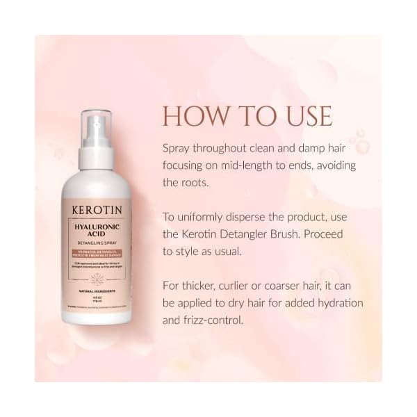 K Kerotin Hyaluronic Acid Detangling Hair Spray | Ultra-Hydrating Mist for all Hair Types | Restore Softness, Strength and Shine | Curly Girl Method Approved | Cruelty-Free - Image 7