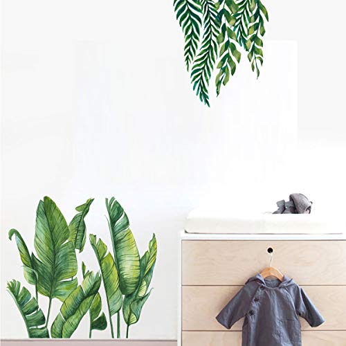 Groene Bananenblad Tropische Planten Bladeren Behang Schil en Stok, KAZITOO Verwijderbare Boomblad Muursticker Stickers… - Afbeelding 4