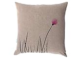  Naturleinen Blumenkissen pink - reines Leinen - naturfarben - Kissenhülle in vielen Abmessungen: z.B. 40x40, 45x45, 50x50, andere Farben der Bestickung wählbar - Leinenkissen