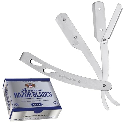 The Shave Factory Straight Edge Razor Kit - with Single Stainless Steel razors (Matte + American Razor)