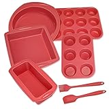 Aschef Silicone Nonstick Baking Pans Mold Tray Supplies Tools Bakeware Set, Food Grade for Muffin Donuts Pizza Tiramisu Cake Pan Cookie Sheets Cookware Set for Oven