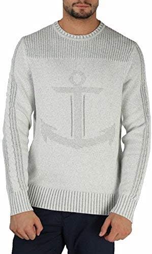 Nautica Men's Intarsia Anchor Sweater (Marshmallow, Small)