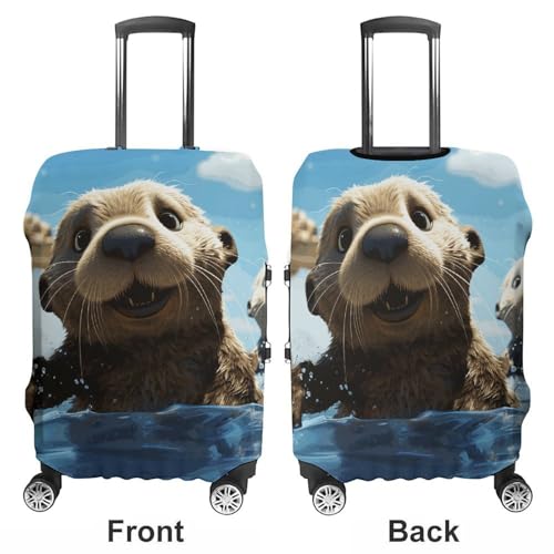 Lovely Sea Otter Print Printed Luggage Cover Protector, Fits 18-32 Inch Luggage3