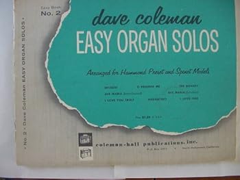 Paperback Dave Coleman Easy Organ Solos (Easy Book No 2) Arranged for Hammond Preset and Spinet Models Book