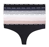 Calvin Klein Women's Signature Logo Cotton Thong, Black, Honey Almond, Nymph's Thigh, Speakeasy,...