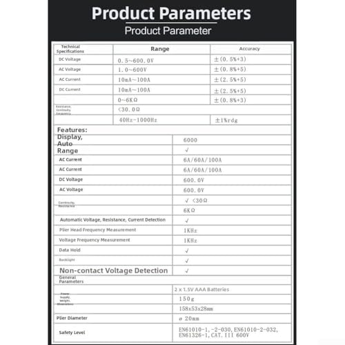 Pince multimètre numérique intelligente PM2116S ampèremètre outil test compact - 7