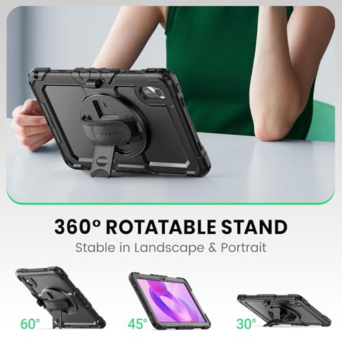 SEYMAC Case for Lenovo Idea Tab 11 inch (2025) / Tab M11 2024, for Xiaoxin Pad/ K11 With 360° Rotating Stand/Hand Strap, Screen Protector, Shoulder Strap, TB-336ZU/336FU/330FU/330XU/331FC, Black